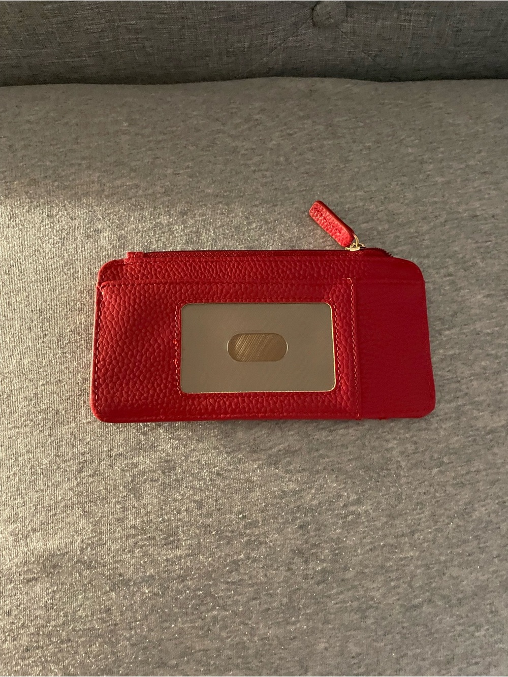 Red Zip Card leather Wallet with ID Window